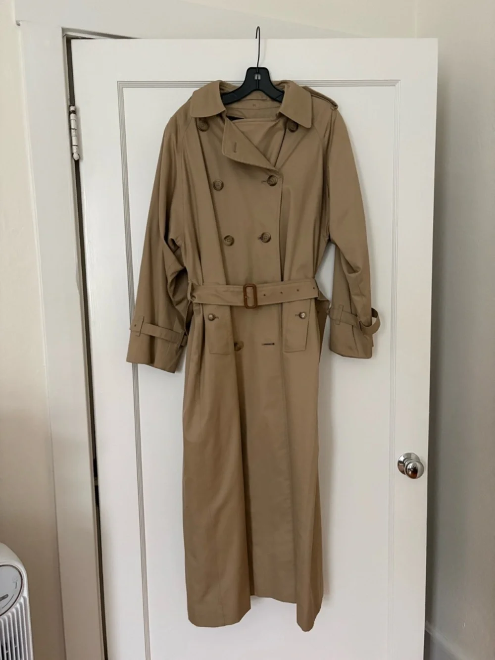 Burberry Tan Double-Breasted Long Trench Coat - Picture 2 of 4